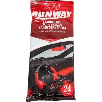Влажные салфетки для ухода за интерьером автомобиля RUNWAY RW641