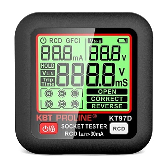 Тестер розеток и УЗО КВТ КТ 97D серия PROLINE
