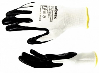 Перчатки полиэфирные с черным нитрильным покрытием маслобензостойкие, L, 15 класс вязки СИБРТЕХ 6786