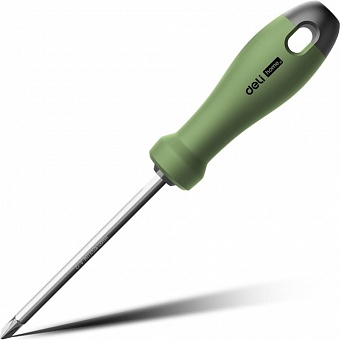 Двухсторонняя отвертка DELI HOME SERIES GREEN HT1055L SL5+PH1, длина жала 100мм, эксклюзивный дизайн, софттач пластик