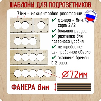 Комплект шаблонов для сверления подрозетников РОТОР shablon72