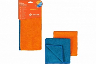Набор салфеток из микрофибры, синяя и оранжевая 30х30 см набор. (2 шт.), AIRLINE AB-V-01
